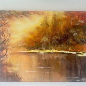 Glowing forest landscape painting